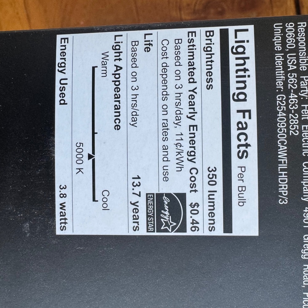 Feit Electric 40W G25 Globe LED Dimmable Daylight 5000K White Filament 3 Pack - Picture 5 of 7